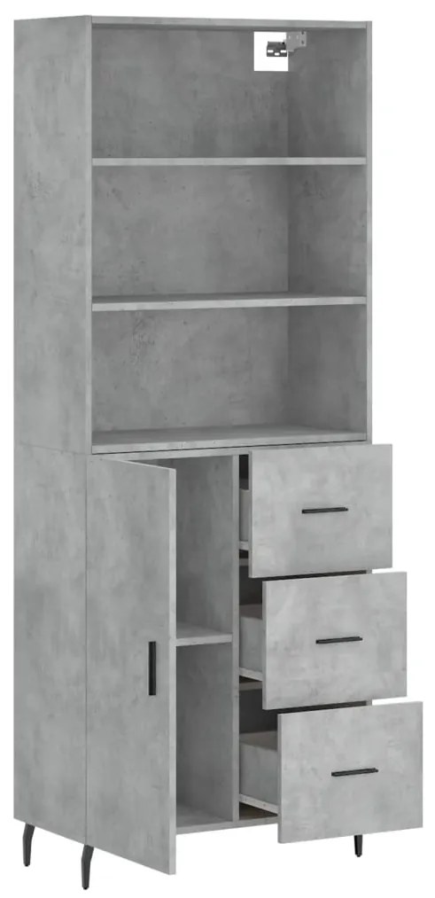 Credenza grigio cemento 69,5x34x180 cm in legno multistrato