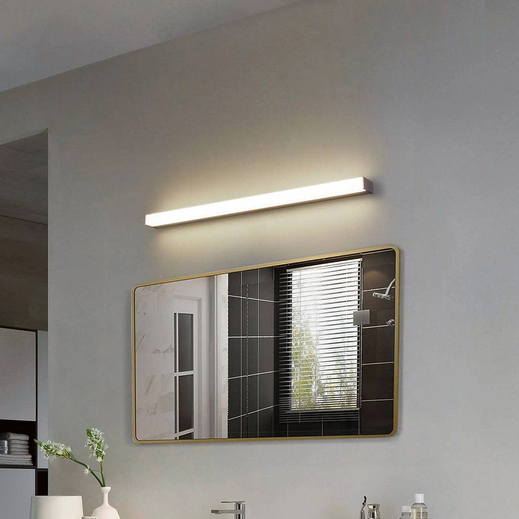 Lindby Luce da specchio per il bagno a LED Philippa, angolare, 88 cm, alluminio