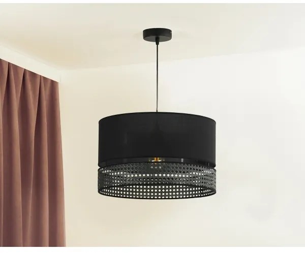 Duolla - Lampadario a sospensione con filo DOUBLE RATTAN 1xE27/15W/230V diametro 40 cm nero