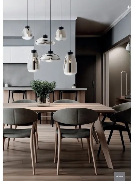 Redo 01-3196 - Lampadario a sospensione con filo LUKE 1xE27/42W/230V diametro 17 cm nero