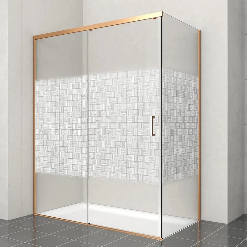 Porta doccia scorrevole Jazz, L 158-159.5 cm x H 200 cm x SP 6 mm, profilo dorato, vetro smerigliato