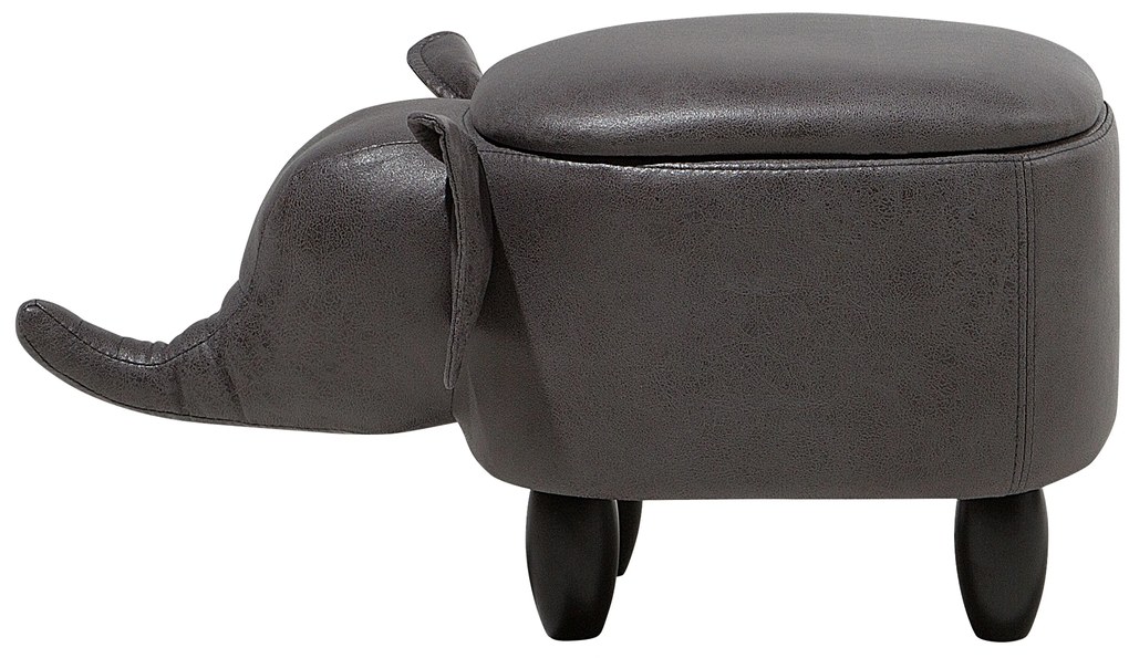 Pouf in tessuto similpelle grigio scuro ELEPHANT Beliani