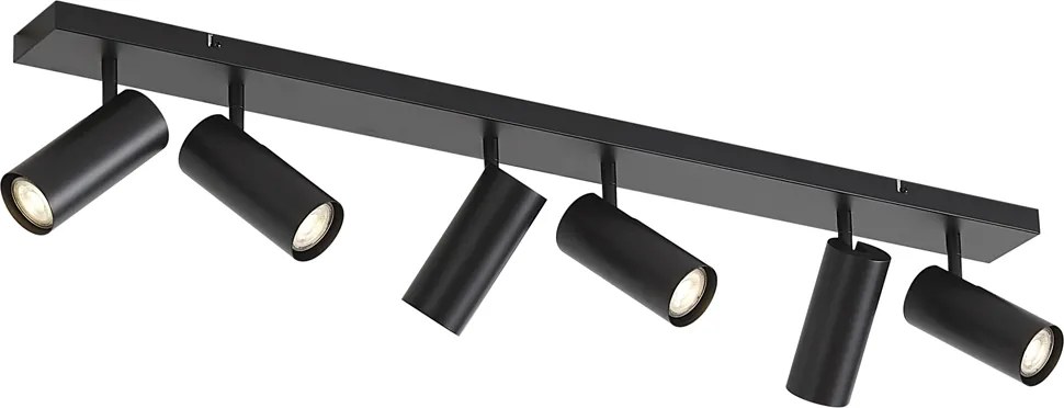 Plafoniera moderna nera 102 cm 6 luci regolabile - Renna