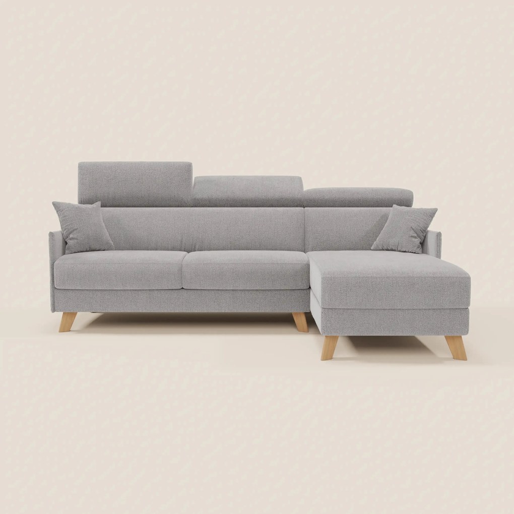 Sole Divano letto matrimoniale angolare con penisola contenitore e poggiatesta reclinabili - tessuto smacchiabile T23