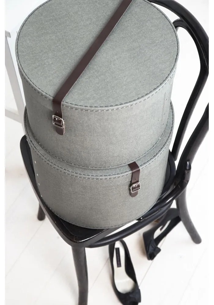 Scatole in set con coperchio grigie in cartone 2 pz ø 37,5x25,5 cm Rut Canvas Paper Laminate – Bigso