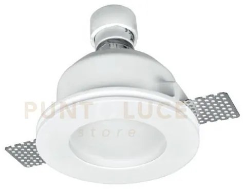 Incasso snow bianco tondo 1 luce attacco gu10 12x6cm in gesso verni...