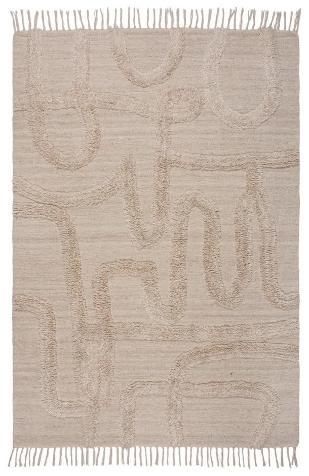 Tappeto beige in lana tessuto a mano 200x290 cm Loma – Flair Rugs