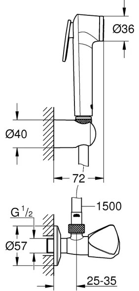 GROHE 26357000 - Set da parete con valvola ad angolo in cromo lucido