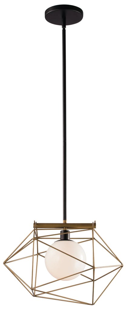 Lampadario Sospensione Abraxas Class Colore Nero Oro 60W Mis 29,5 x 30 x 120 cm