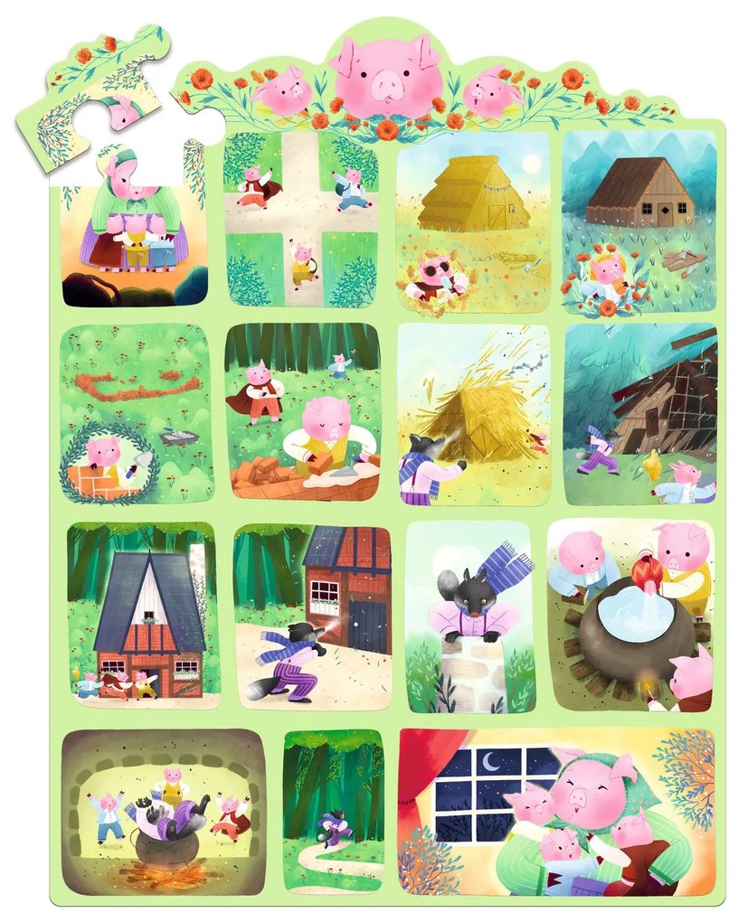 Story puzzle - Tre porcellini - 35 pezzi