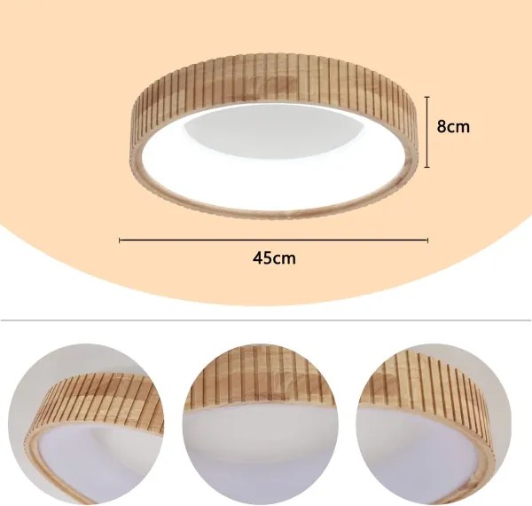 Brilagi - Plafoniera LED FALCON WOOD MODERN LED/30W/230V Ø 45 cm legno