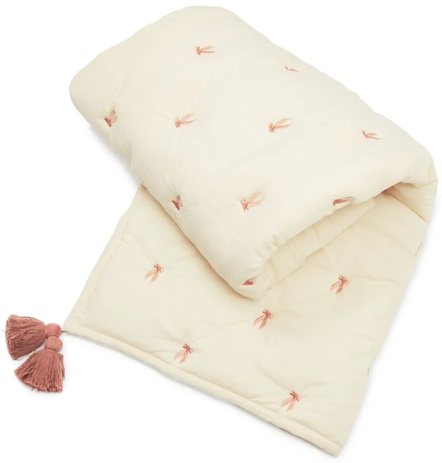 Coperta per bambini giallo chiaro/rosa in cotone organico trapuntata 90x120 cm Bows – Cam Cam Copenhagen