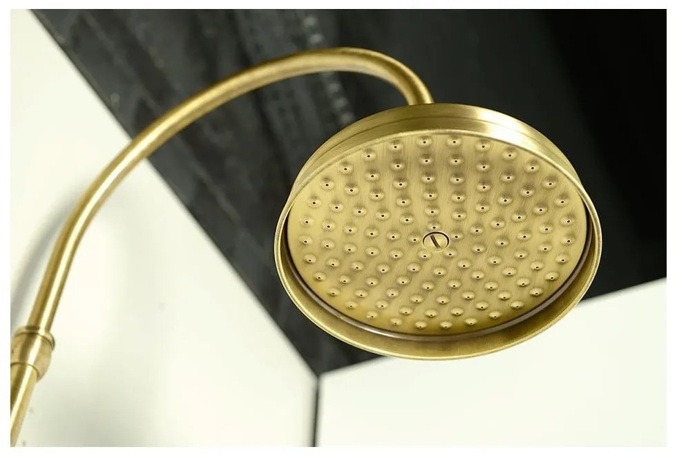 Set per doccia in ottone color bronzo con rubinetto termostatico, soffione doccia e doccetta 142 cm Antea – Sapho