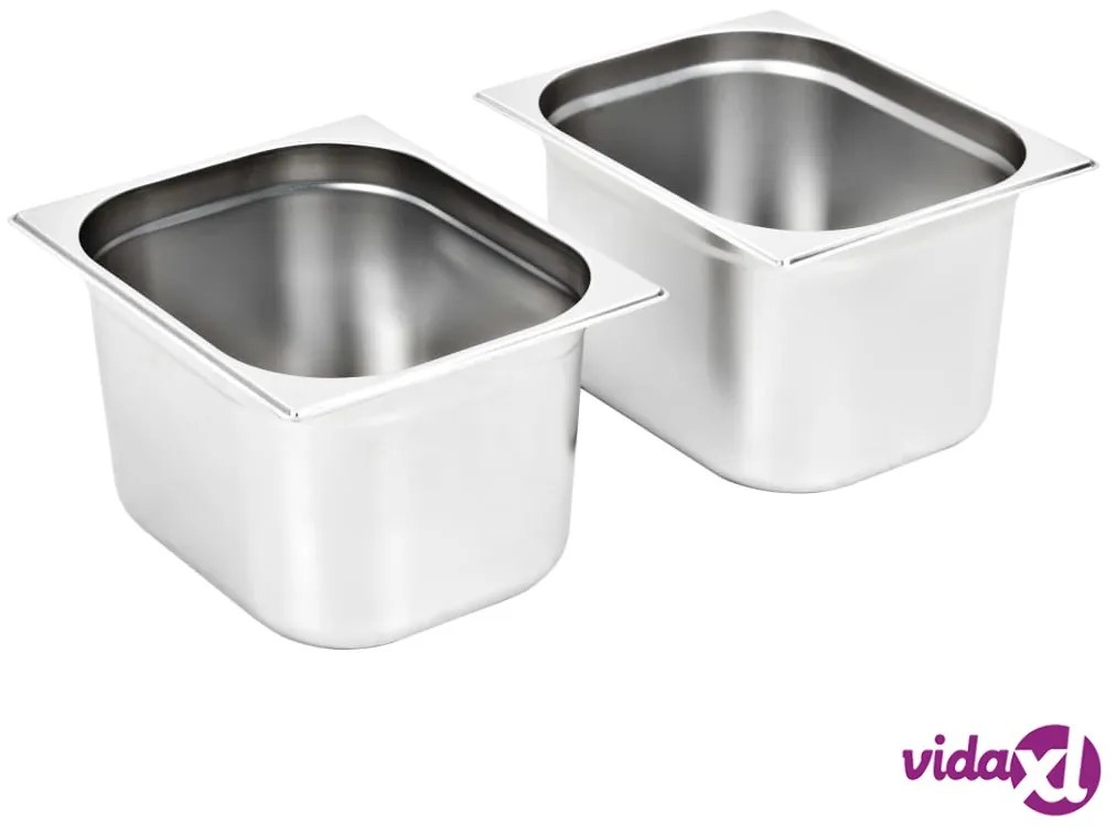 vidaXL Contenitori Gastronorm 2 pz GN 1/2 200 mm in Acciaio Inox