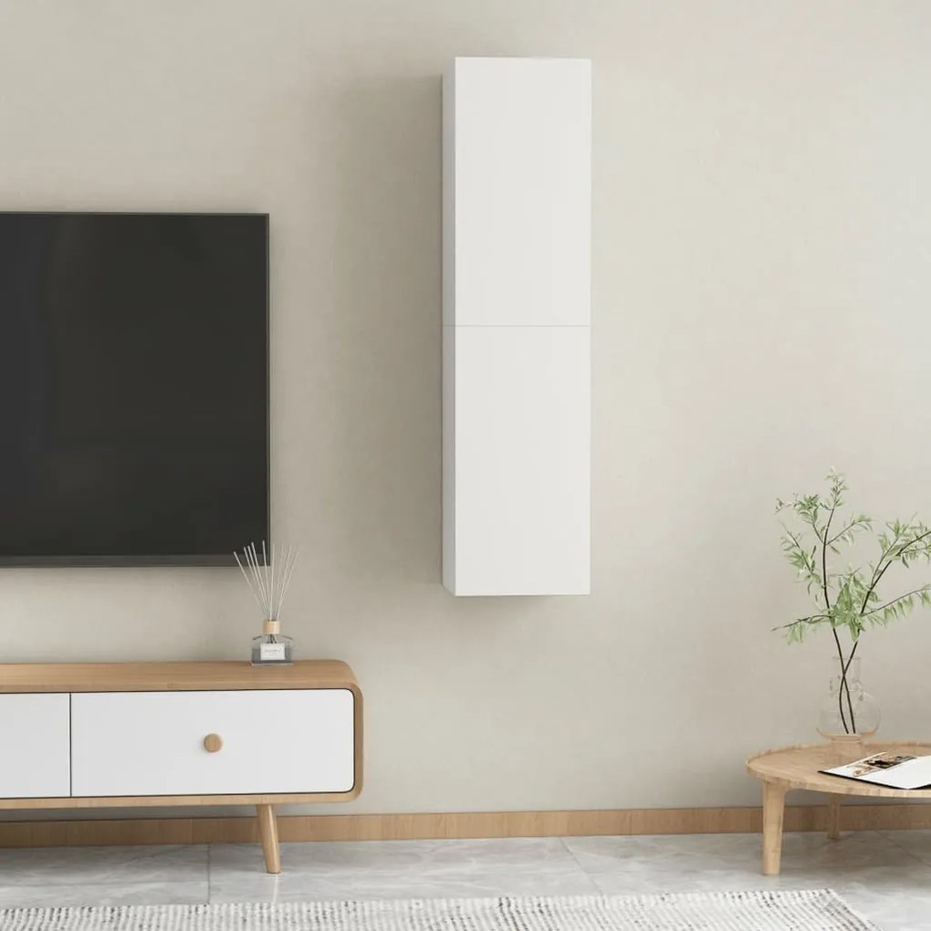 Mobili TV Bianchi 2 pz 30,5x30x60 cm in Legno Multistrato