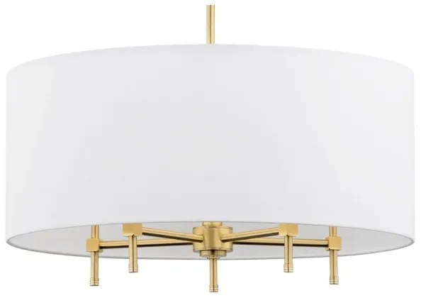 Argon 2132 - Lampadario a sospensione con filo ABBANO 5xE14/7W/230V ottone/bianco