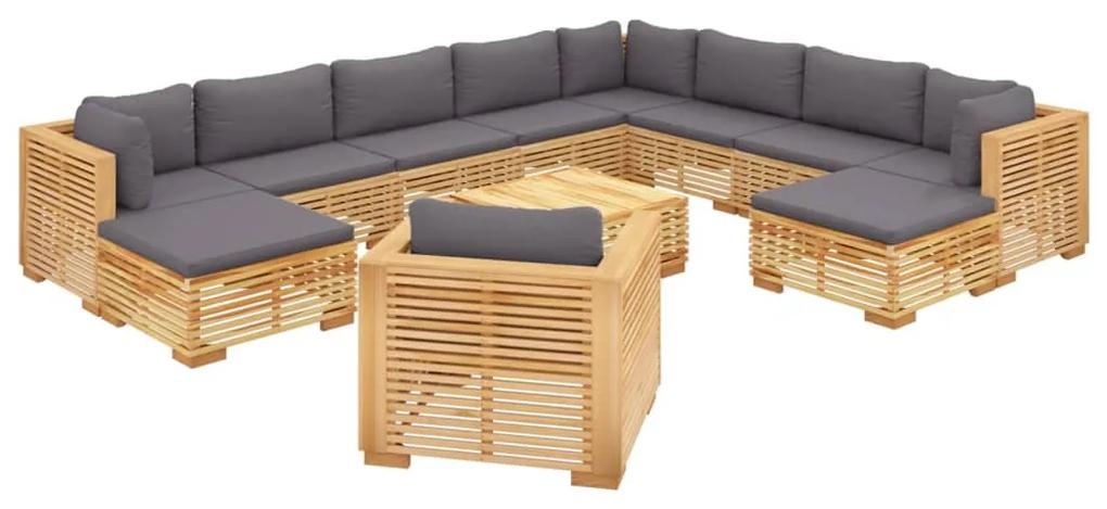Set divani da giardino 12 pz con cuscini legno massello di teak