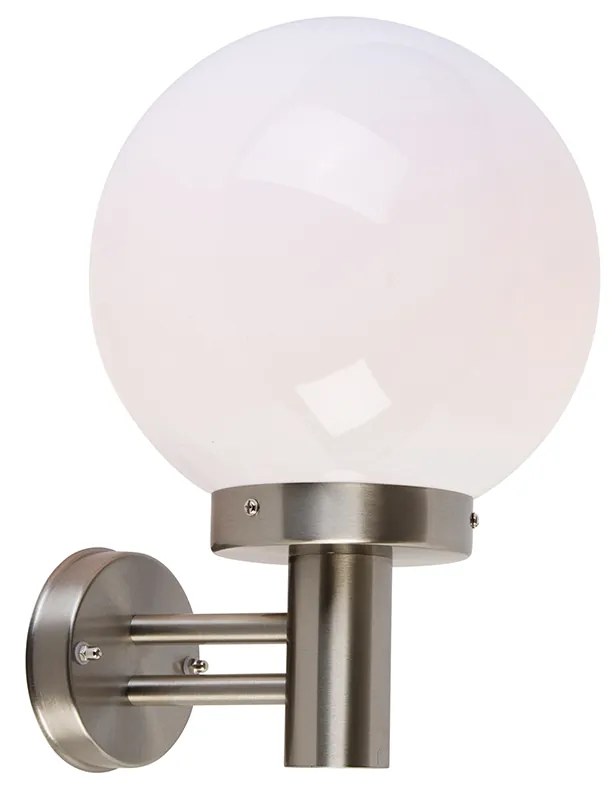Lampada da parete moderna per esterni in acciaio inossidabile con globo in plastica IP44 - Sfera