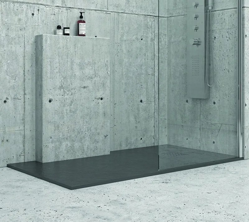 Piatto doccia 120x80 cm in pietra colore antracite scuro - KAMALU