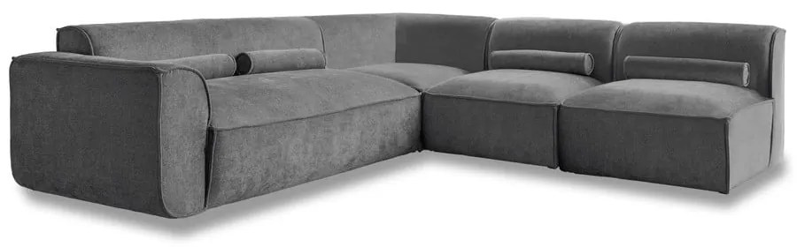 Divano angolare componibile grigio (con penisola a destra) Flex Felix – Miuform