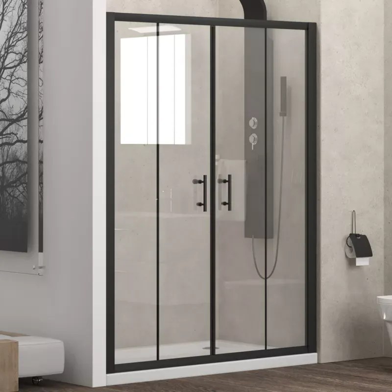 Nicchia doccia 180cm doppio scorrevole telaio nero KFN6000 - KAMALU