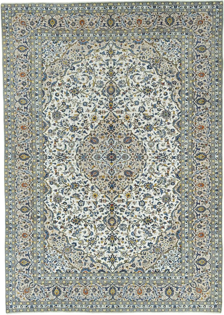 Kashan Tappeto 290x410 Beige (Iran) Annodato A Mano