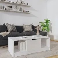 Tavolino da Salotto Bianco Lucido 102x50x36cm Legno Multistrato 811355