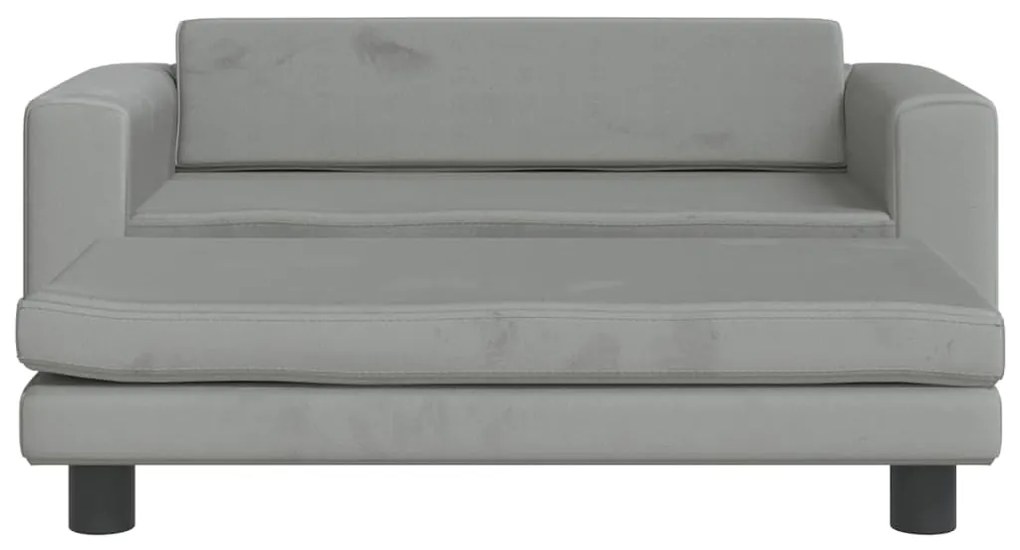 Divano bambini poggiapiedi grigio chiaro 100x50x30 cm velluto
