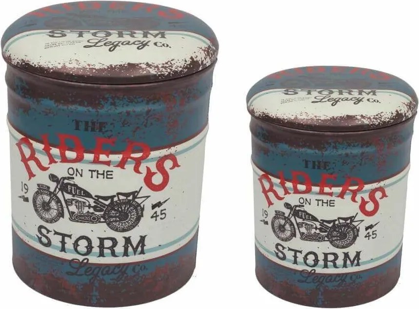 THEO - set di 2 pouf contenitore tondo poggiapiedi