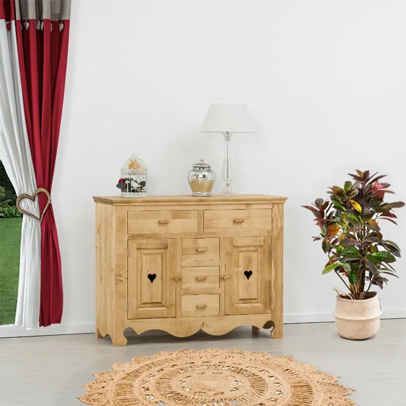 Base credenza 2 ante e 5 cassetti con cuori - LM-C4