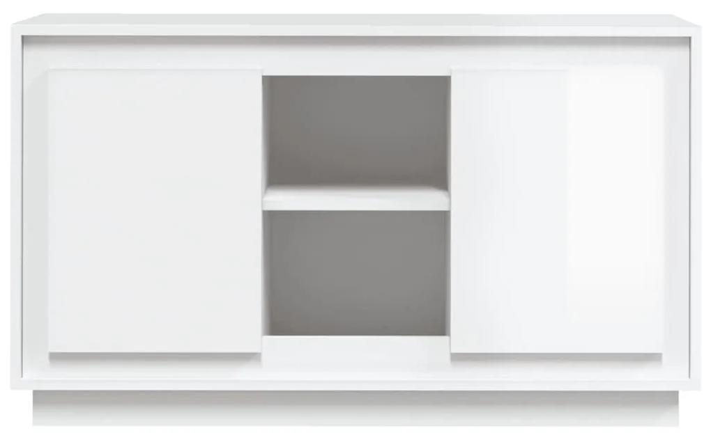 Credenza bianco lucido 102x35x60 cm in legno multistrato