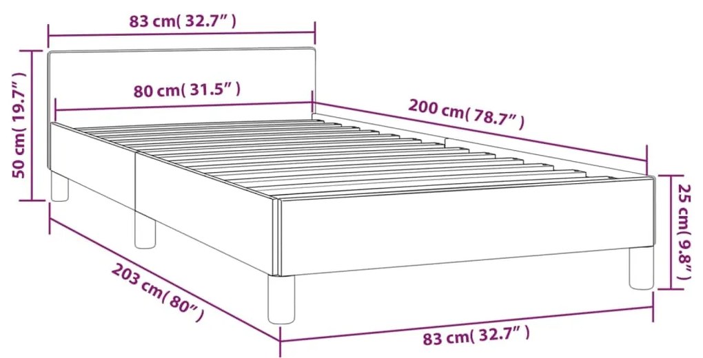 Giroletto con Testiera Grigio Scuro 80x200 cm in Tessuto