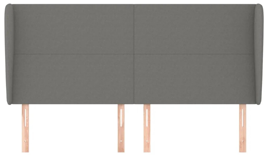 Testiera ad orecchio grigioscuro 203x23x118/128cm in tessuto