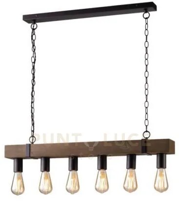 Lampadario a sospensione texas legno antichizzato e metallo marrone...