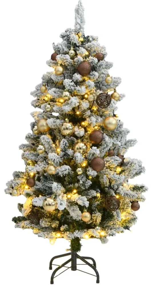 Albero Natale Incernierato con LED e Palline, Albero Natale Incernierato con 150 LED e Palline 120 cm III