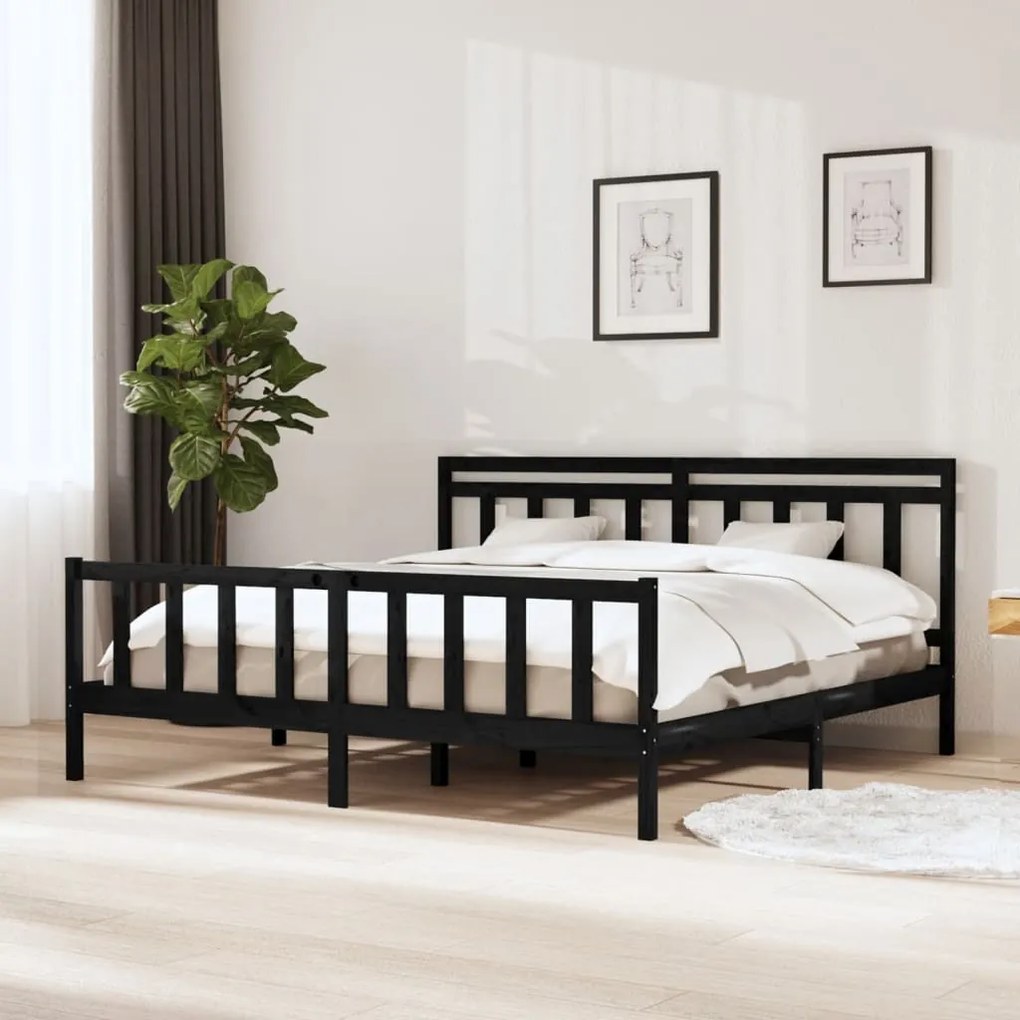 Giroletto Nero İn Legno Massello 200x200 Cm /
