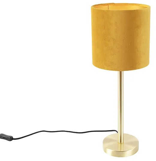 Lampada da tavolo in ottone con paralume giallo 20 cm - Simplo