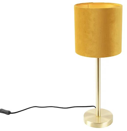 Lampada da tavolo ottone paralume giallo 20 cm - SIMPLO