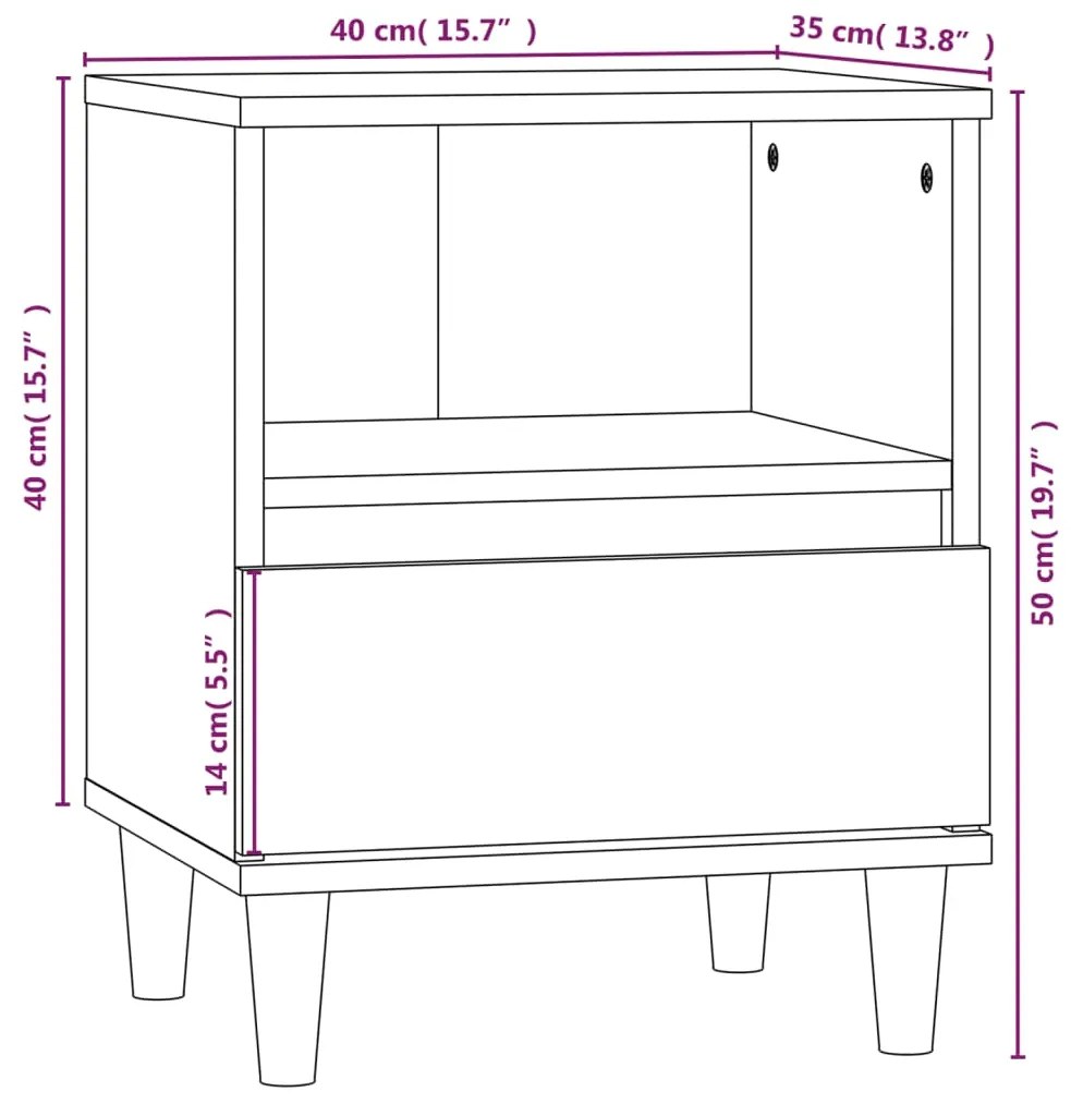 Comodini 2 pz in Bianco 40x35x50 cm