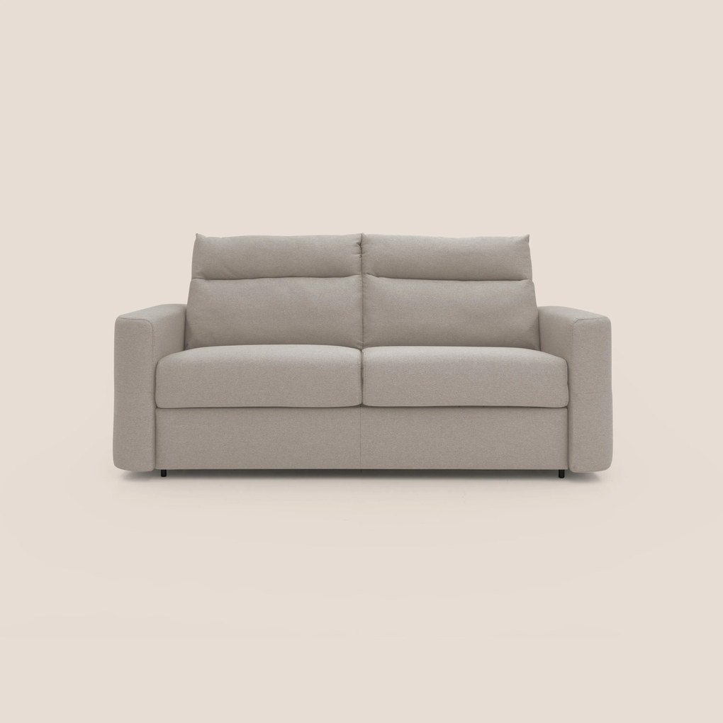 Cupido Divano letto materasso H18 cm e schienale alto in tessuto impermeabile simil cotone T13 panna