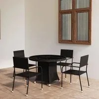 Set Mobili da Pranzo per Giardino 5 pz in Polyrattan Nero 3059452