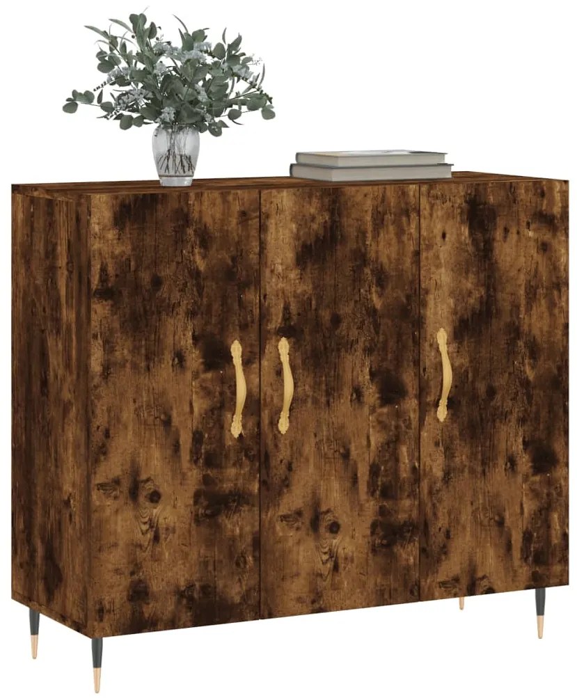 Credenza rovere fumo 90x34x80 cm in legno multistrato