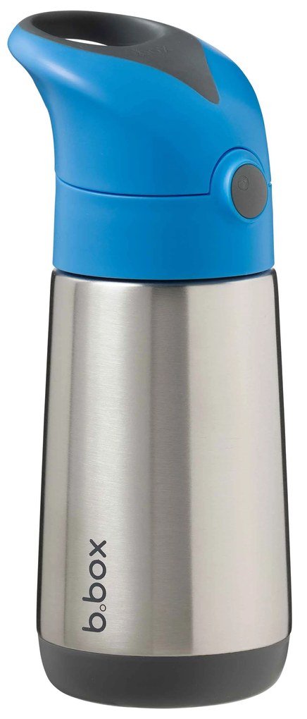 Bottiglia termica con cannuccia 350 ml – blu/grigio