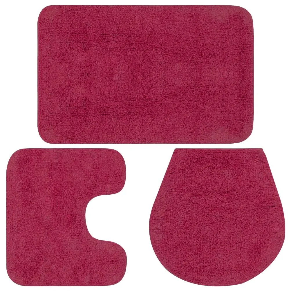 Set Tappetini Per Bagno 3 Pz İn Tessuto Fucsia /