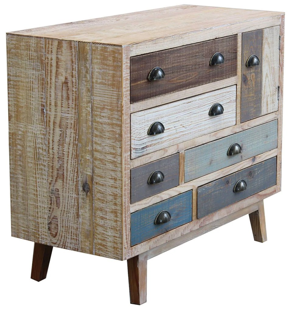 COLORWOOD - cassettiera sei cassetti in legno colorato da 90 cm