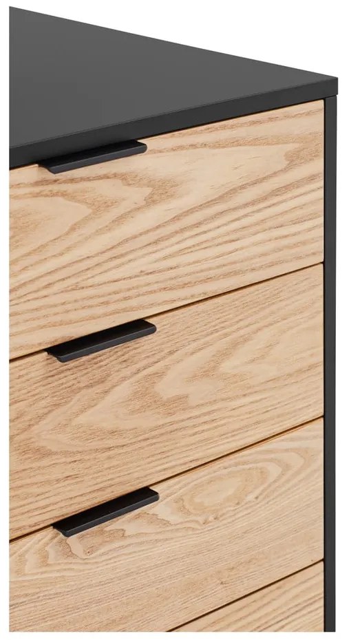 Cassettiera bassa nera-colore naturale effetto rovere 159x80 cm Sierra – Teulat