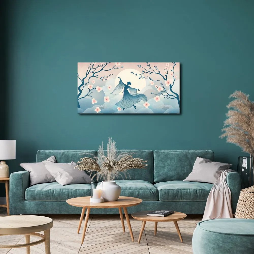 Quadro su tela – Sagoma di ballerina tra i ciliegi in fiore