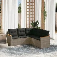 Set Divano da Giardino 5 pz con Cuscini Grigio in Polyrattan 3258364