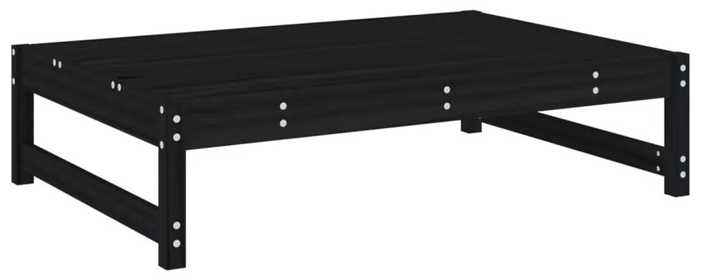 Set salotto da giardino 2 pz nero in legno massello di pino