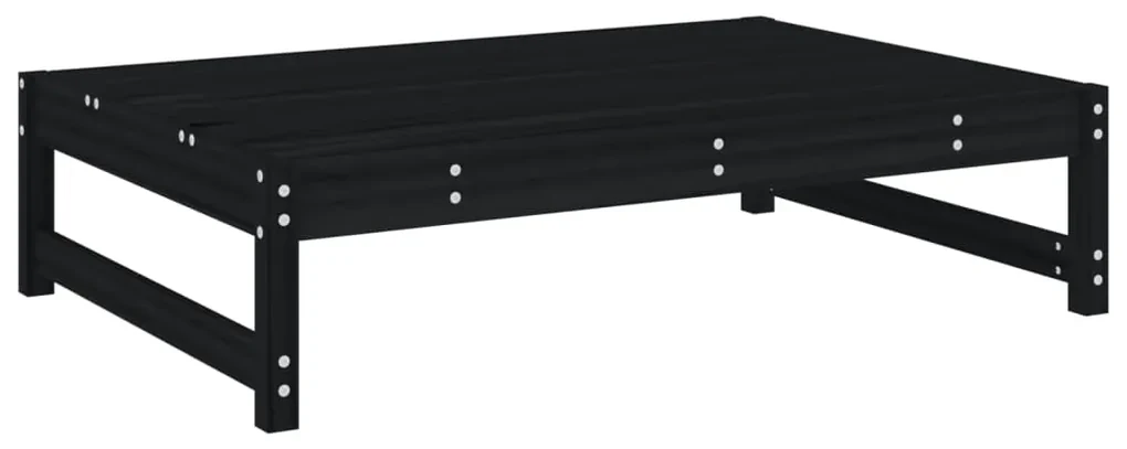 Set salotto da giardino 2 pz nero in legno massello di pino